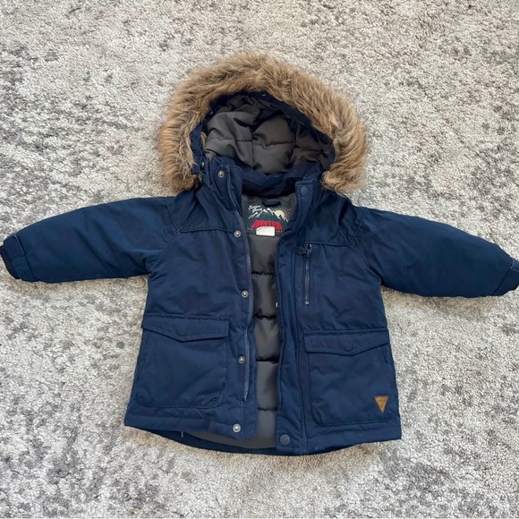 Zara Other - Zara BabyBoy Winter Parka Coat with Faux Fur Hood – Size 2/3